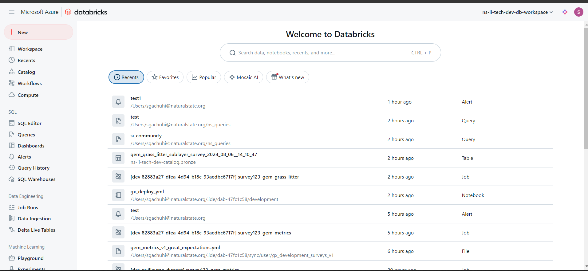 Azure Databricks workspace