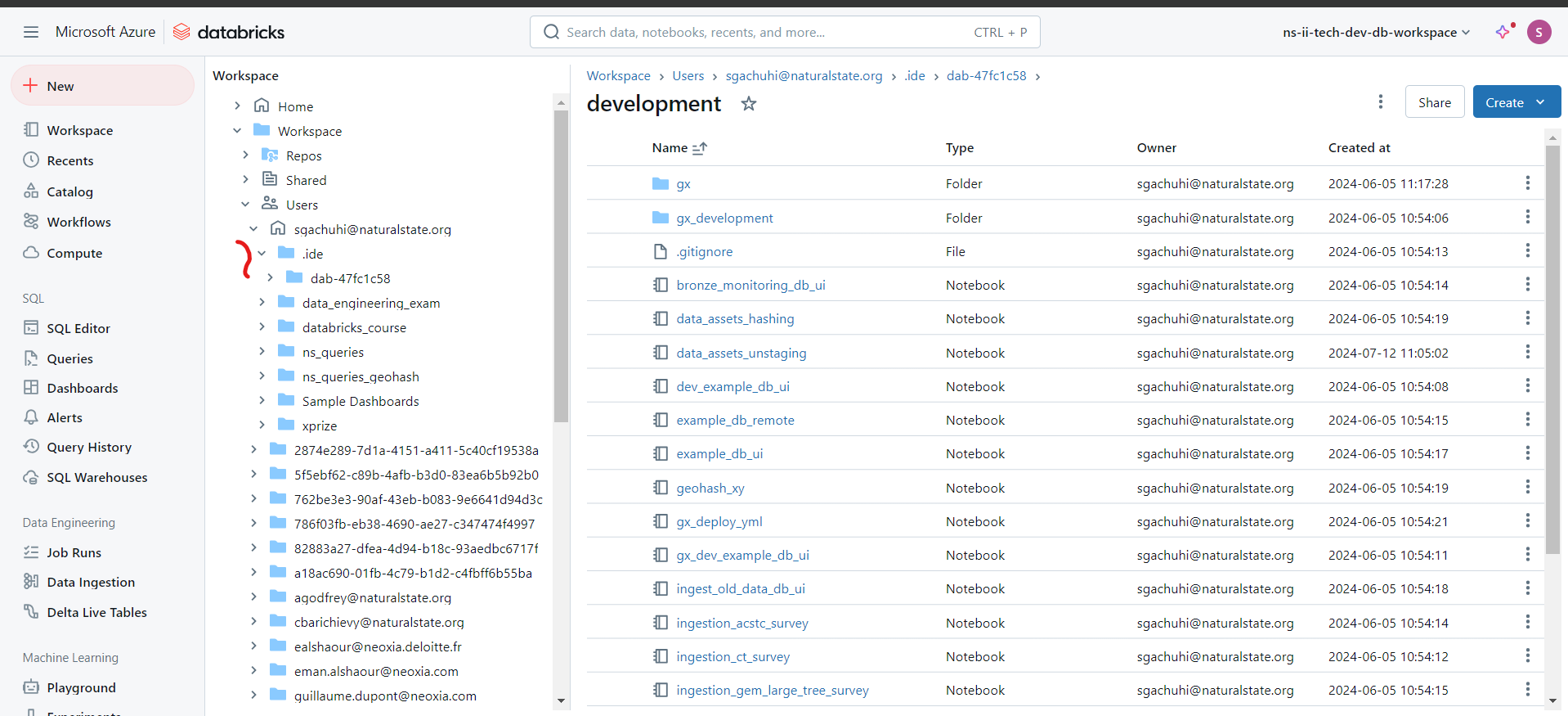 Our dab folder in Azure databricks