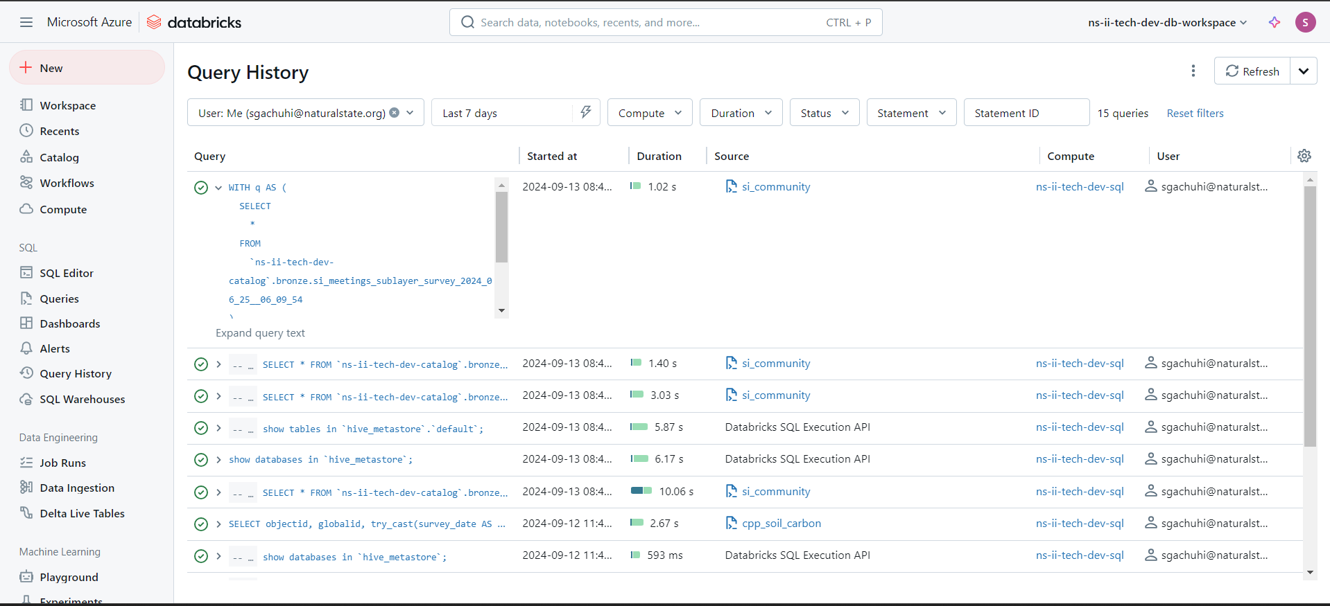 Query history