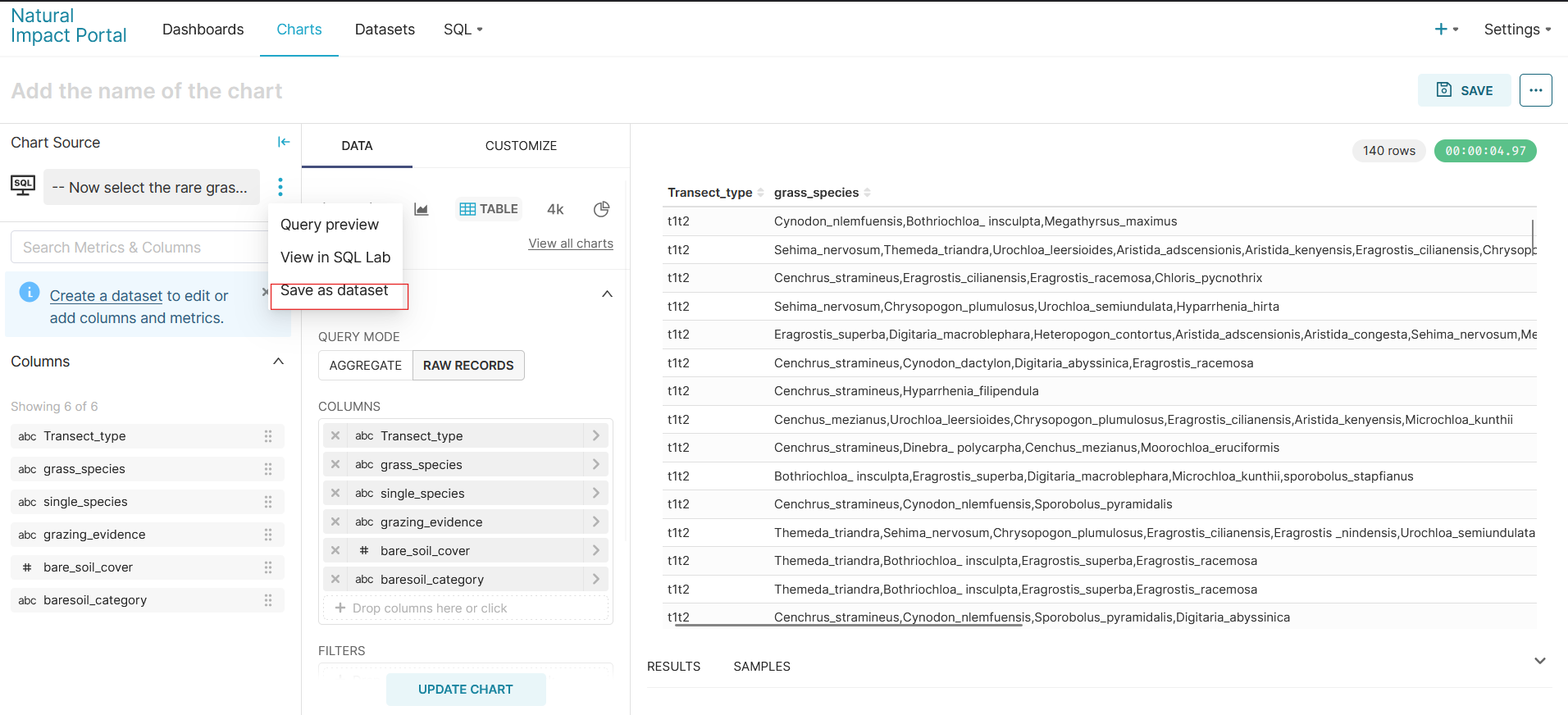 Save dataset