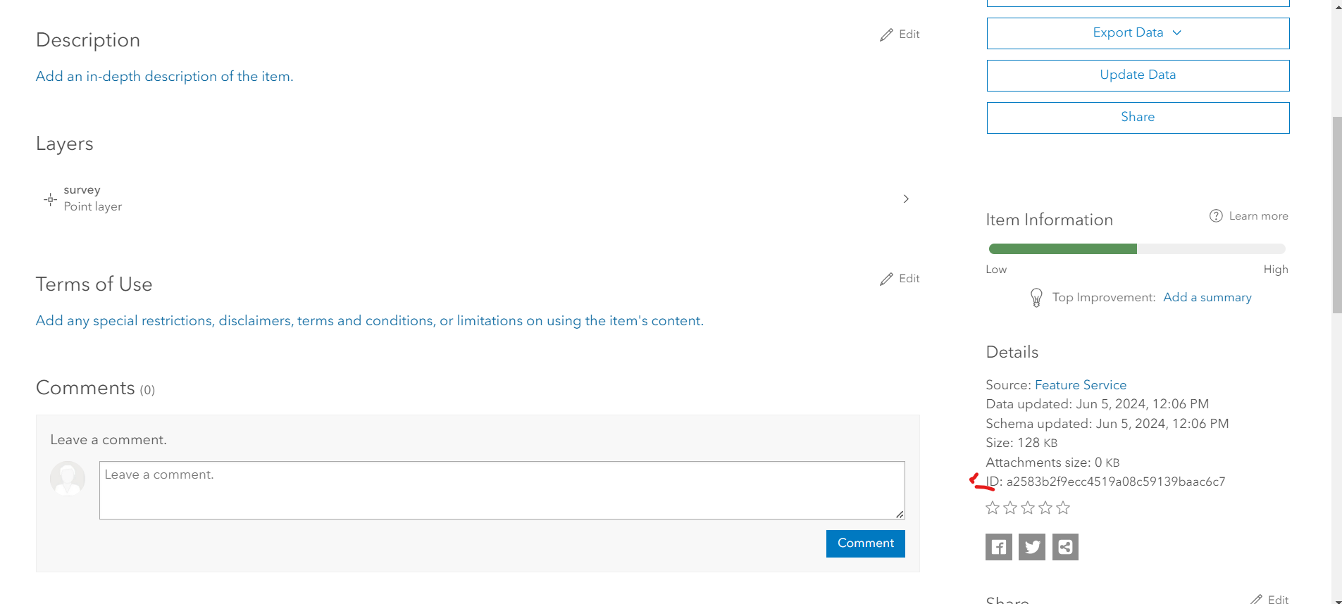 The Survey123 Form ID in ArcGIS Online