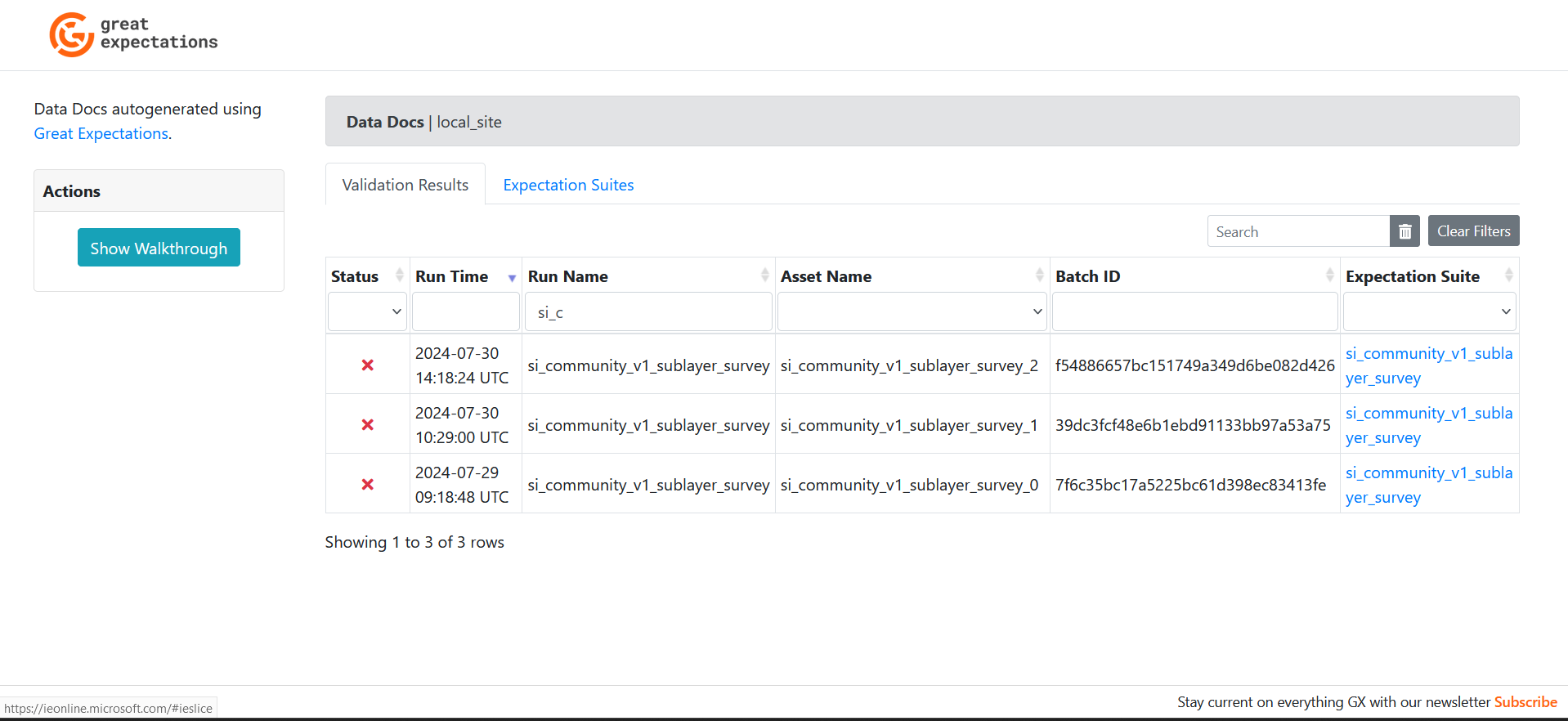 Filtering subtables