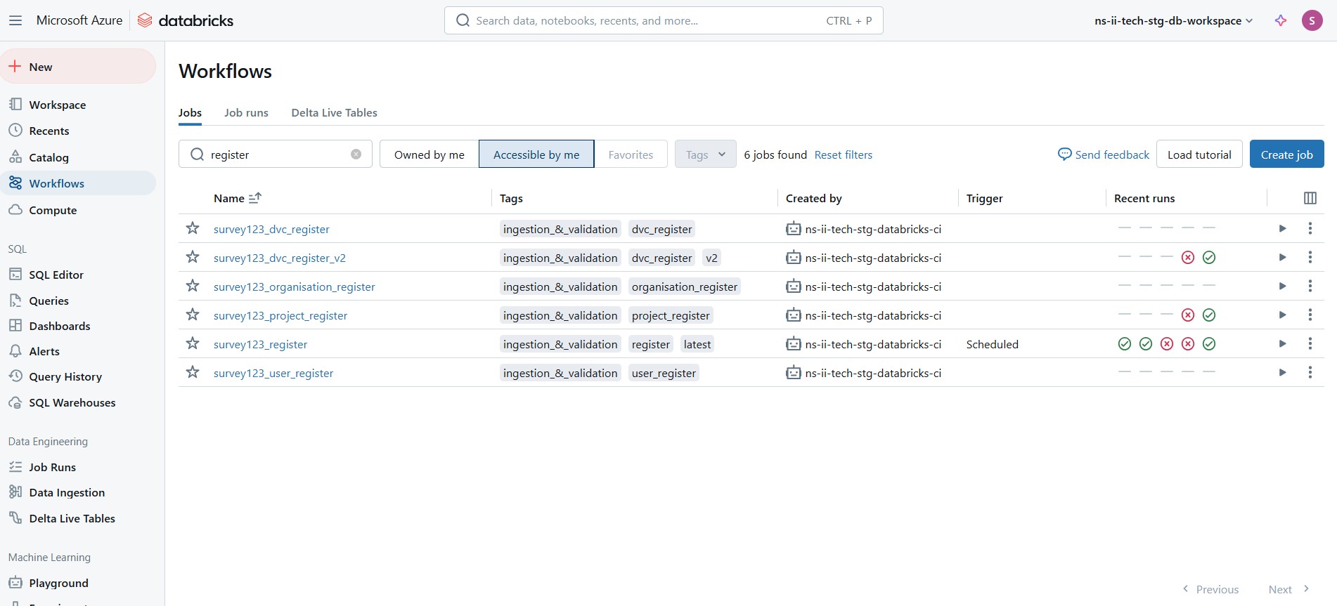 Workflows in staging