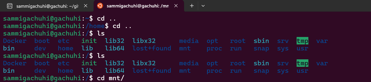 Find the mount `mnt/` folder