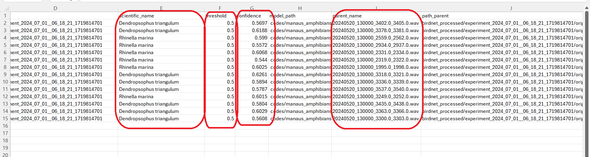 File containing prediction values